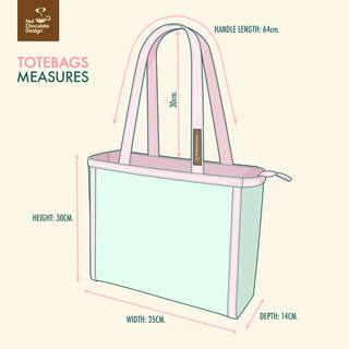 Maße der Chocolaticas® Panda Mini-Einkaufstasche für Damen: Größentabelle