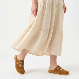 Camel Suede Women's Mary Jane Clogs
