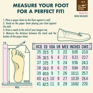 Chocolaticas® Fallen Angels Women's Slip-On size chart
