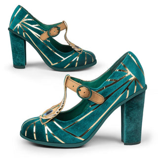 Chocolaticas® high heels peacock damen mary jane pumpschuhe 