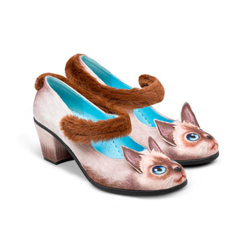 Chocolaticas® Mid Heels Siamese Cat Women's Mary Jane Pump