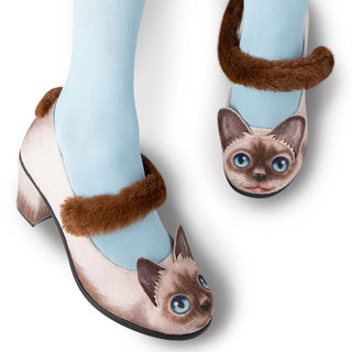 Chocolaticas® Mid Heels Siamese Cat Women's Mary Jane Pump