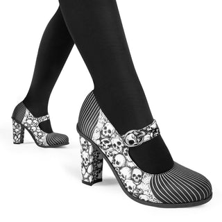 Chocolaticas® Zapatos de tacón alto estilo victoriano Mary Jane para mujer