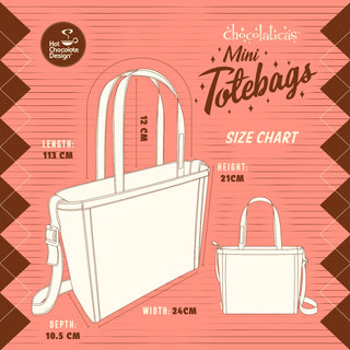 Chocolaticas® No Signal Women's Mini Tote Bag measures size chart