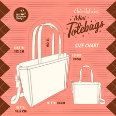 Chocolaticas® Dorothy Women's Mini Tote Bag measures size chart